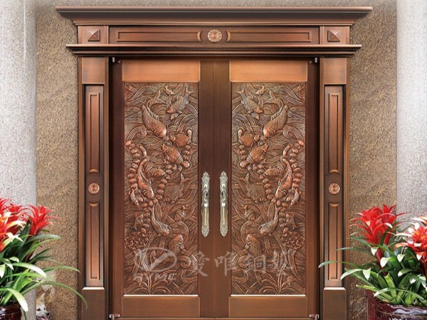 佛山銅門(mén)廠家愛(ài)唯銅藝——?jiǎng)e墅銅門(mén)入戶大門(mén)整版銅花