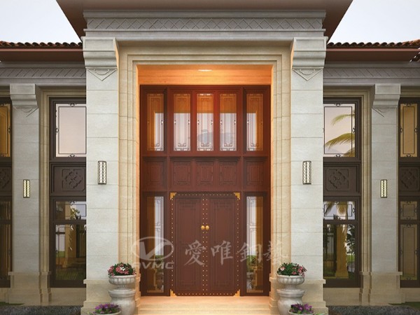 廣東別墅銅門廠家愛(ài)唯銅藝——新中式定制銅門