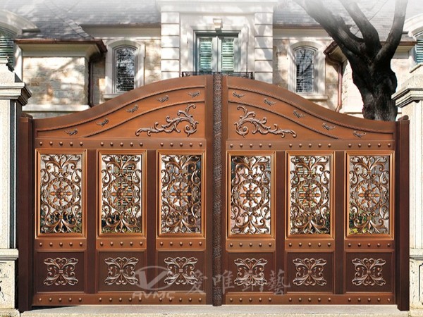 廣東佛山別墅銅門廠家愛唯銅藝——?jiǎng)e墅庭院門款式“巴黎豪庭”
