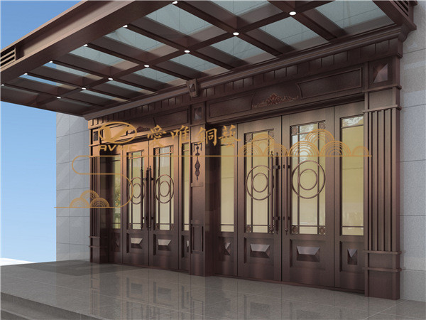 廣東別墅銅門廠家愛(ài)唯銅藝——玻璃銅門工程定制銅門