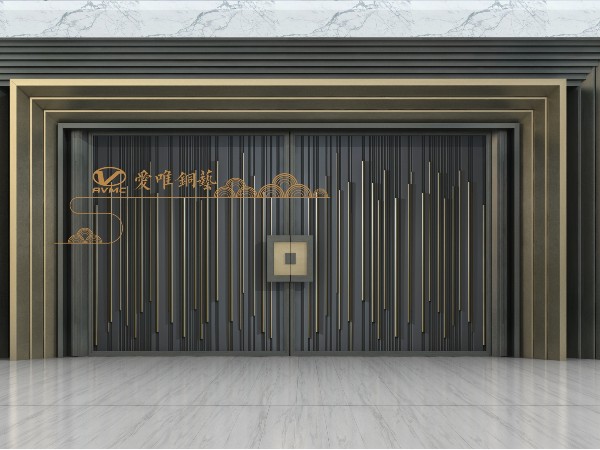 佛山別墅銅門廠家愛唯銅藝——?jiǎng)e墅小區(qū)大門庭院銅門